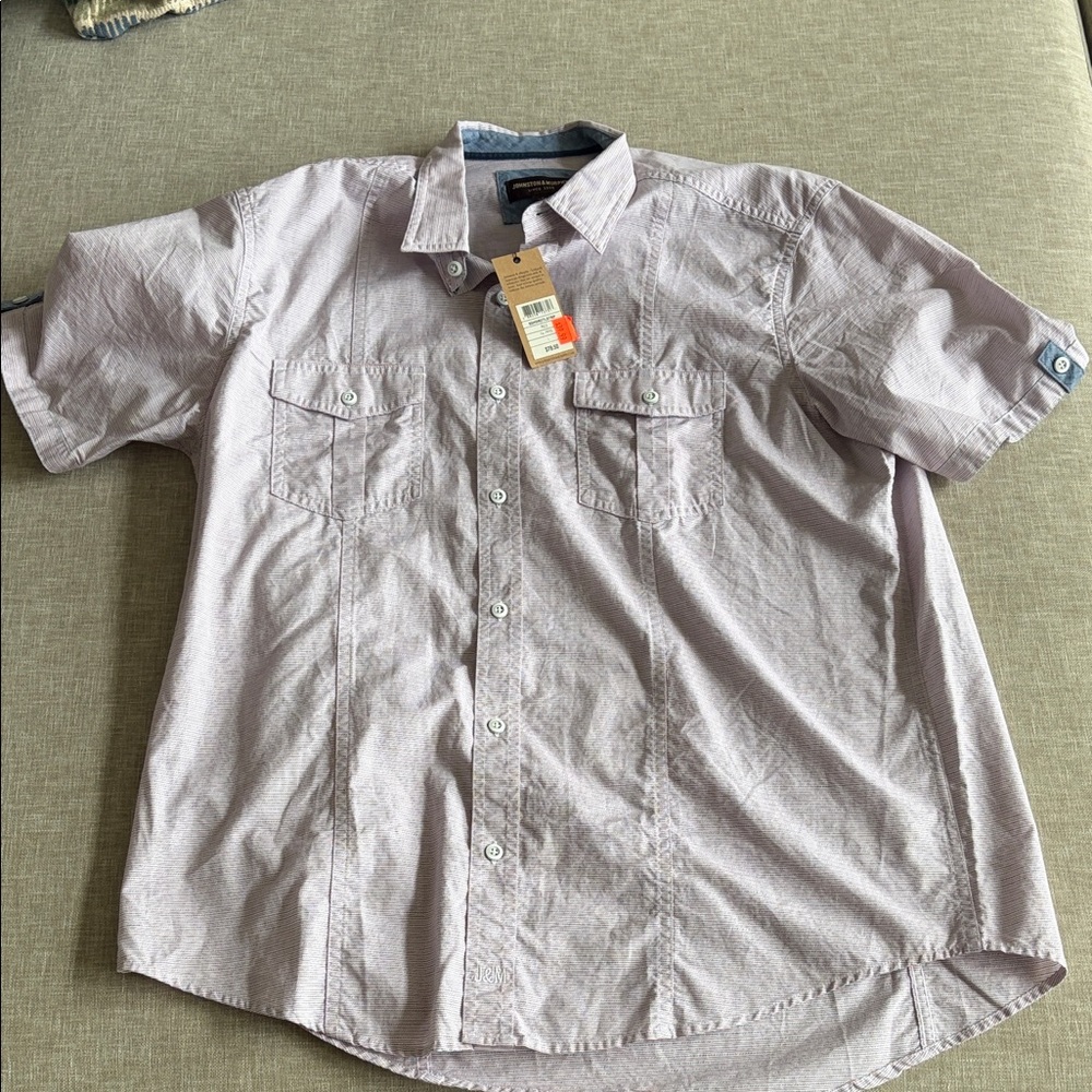 Johnston & Murphy Light Lavender Short-Sleeve Button-Down Shirt